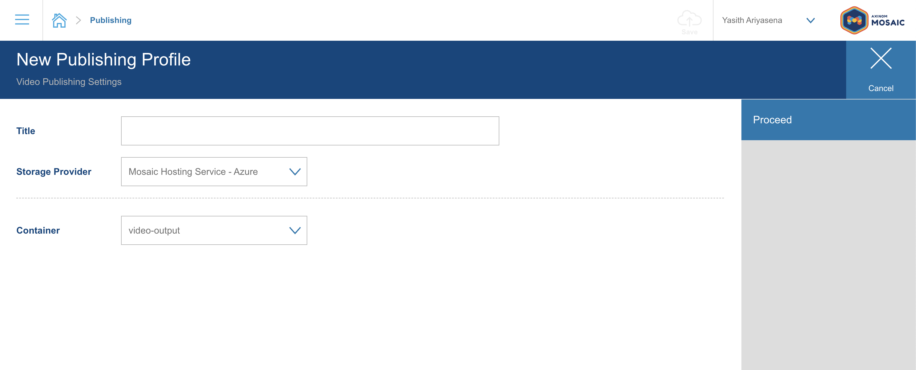Publishing Profile / Mosaic Hosting Service